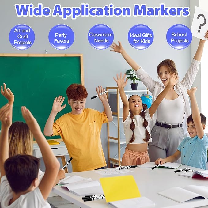 240 Pcs Black Washable Markers Bulk Broad Line Markers Set Classic Broad Tip Washable Drawing Pens for Kids, Teachers, Students, Party Favors, School Supplies, Donations
