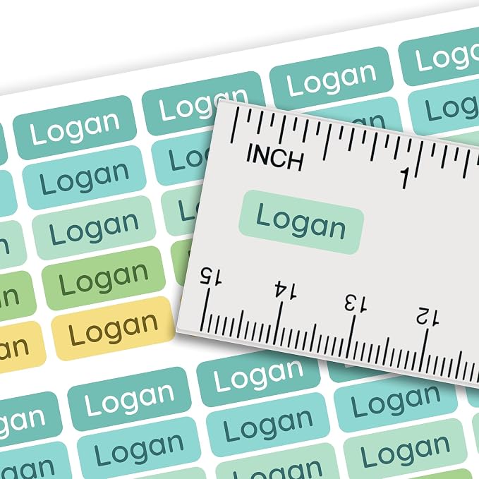 Personalized Mini Name Labels for Kids (210 Count) – Custom Waterproof Name Stickers for School, Daycare, Water Bottles, Lunch Boxes, Pencils, Supplies - Minty Adventure