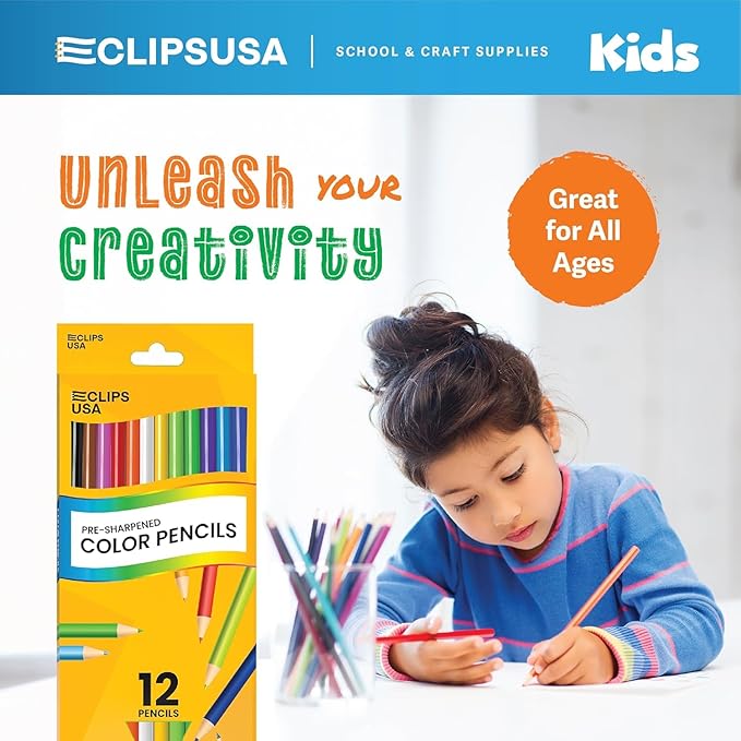 E-CLIPS USA Colored Pencils Bulk 12 Pack Colored Pencils for Kids Coloring Pencils Color Pencil Set (72 Pack)
