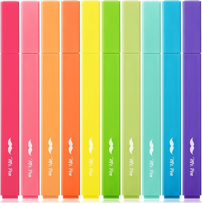 Mr. Pen- Aesthetic Highlighters No Bleed, 10 Pack, Vibrant Colors, Chisel Tip, Cute Highlighters Assorted Colors for Journaling, Highlighting, Underlining, Fast Dry, Back to School Supplies