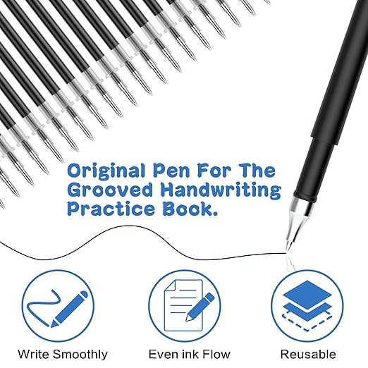 Magic Pens & Refills for Grooved Handwriting Workbooks, Magic Ink Pen for Grooved Handwriting Practice for Kids or Grooved Writing Books 3-5, Disappearing Ink Pens for Handwriting Book.