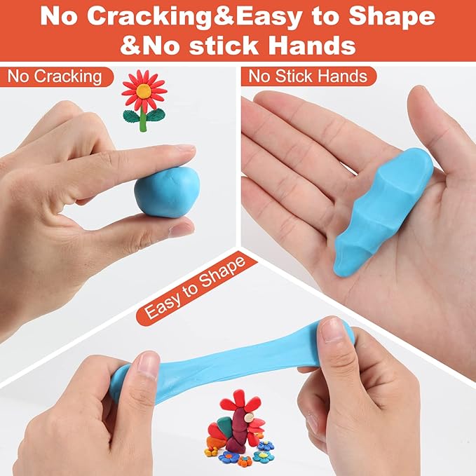 CiaraQ Polymer Clay 28 Colors Starter Kit - Oven Bake Modeling Clay for Kids & Artists, Non-Sticky DIY Clay with Sculpting Tools, Fun Gift for Children Ages 4+, 1.7 lb