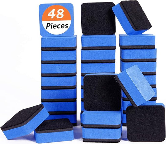 Dry Erase Erasers, 48 Pack Magnetic Whiteboard Eraser Chalkboard Eraser Dry Eraser for Classroom Office and Home (48blue)