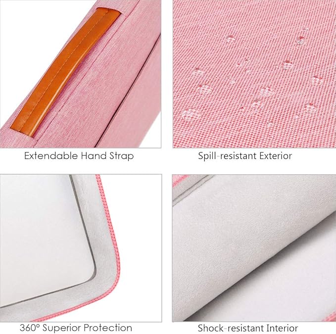 Lacdo 360° Protective Laptop Sleeve Case for 16 inch MacBook Pro M5 Pro/Max A3428 A3429 (2026), M4/M3/M2/M1 A3403 A3186 A2991 A2780 A2485 A2141, 15 inch Surface Laptop 7/6/5/4/3 Computer Bag, Peach