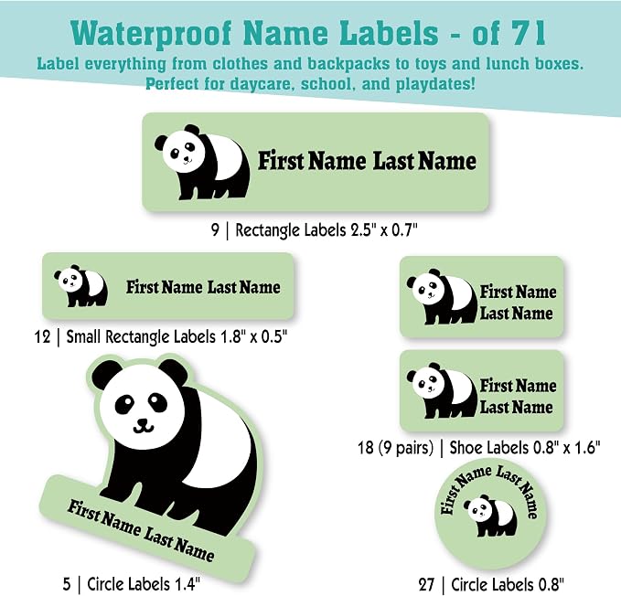 Personalized Daycare Name Labels for Kids (71 Labels) - Custom Durable Waterproof Name Stickers for Clothing Tags, Water Bottles, Lunch Boxes, and School Supplies - Dishwasher, Washer