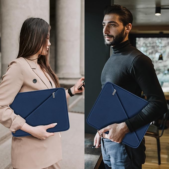Laptop Sleeve 15.6 inch, Traveling Carrying Computer Sleeve Bag with Zippered Pocket, Shockproof Protective Laptop Case Compatible for Apple Notebook, HP, Dell, Acer, Asus, Lenovo, Deep Blue