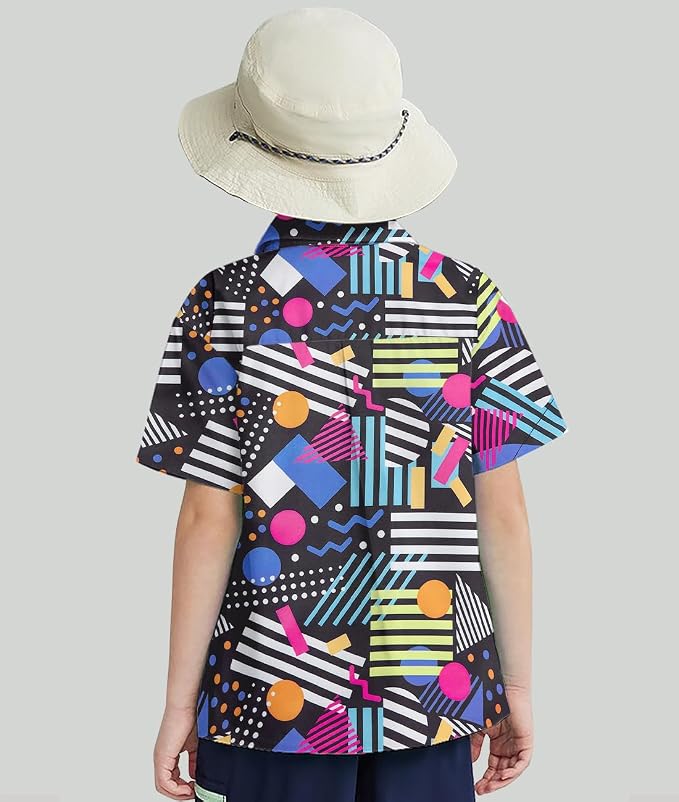 Enlifety 2-10T Kids Hawaiian Shirt Boys Short Sleeve Button Down Shirts Hawaii Summer Casual Blouse