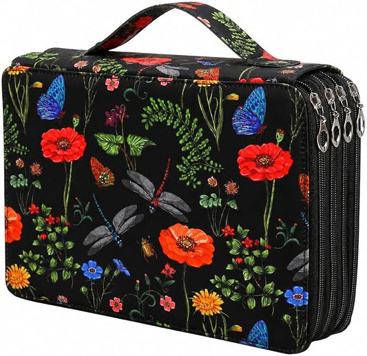 200 Slots Colored Pencil Case Organizer, 4 Layer Bag | Twill Oxford fabric,203 elastic loops,detachable handle,for travel, home storage,drawing tools,creative gifts