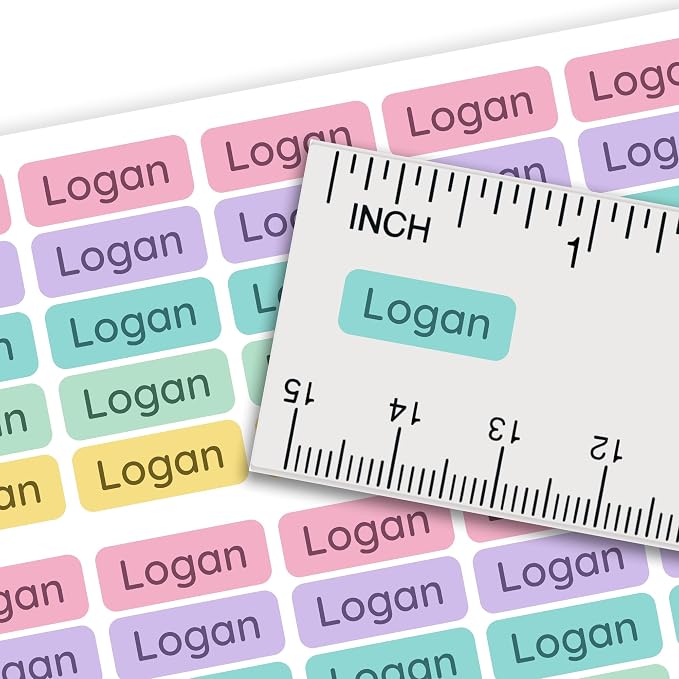 Personalized Mini Name Labels for Kids (210 Count) – Custom Waterproof Name Stickers for School, Daycare, Water Bottles, Lunch Boxes, Pencils, Supplies - Candy Confetti