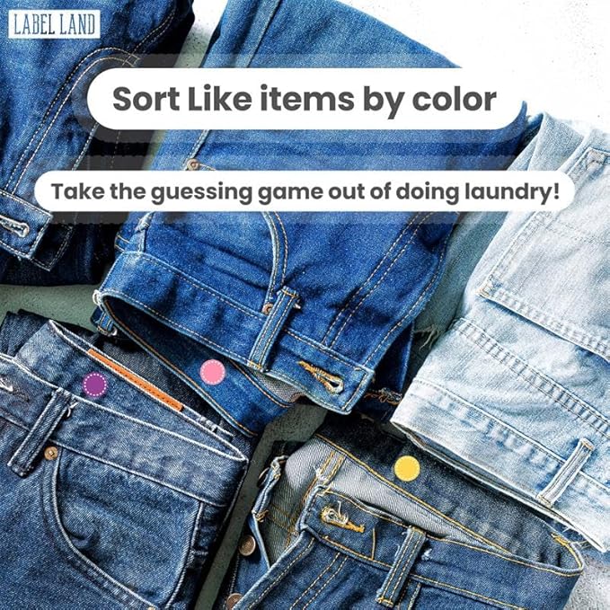 Color Coded Iron-on & Stick-on Dot Bundle - 400pcs, 8 Colors, 50 of Each Color, for Clothes & Laundry Organization, Round Clothing Labels, for Adults and Kids, Washer & Dryer Safe