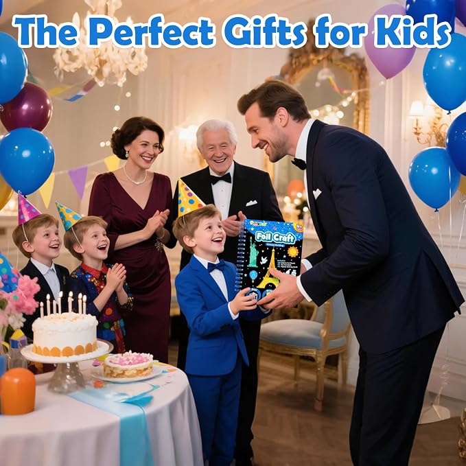 FUNNYB&G Mess-Free Foil Art Craft for Kids Ages 4-10, Kids Birthday Gift