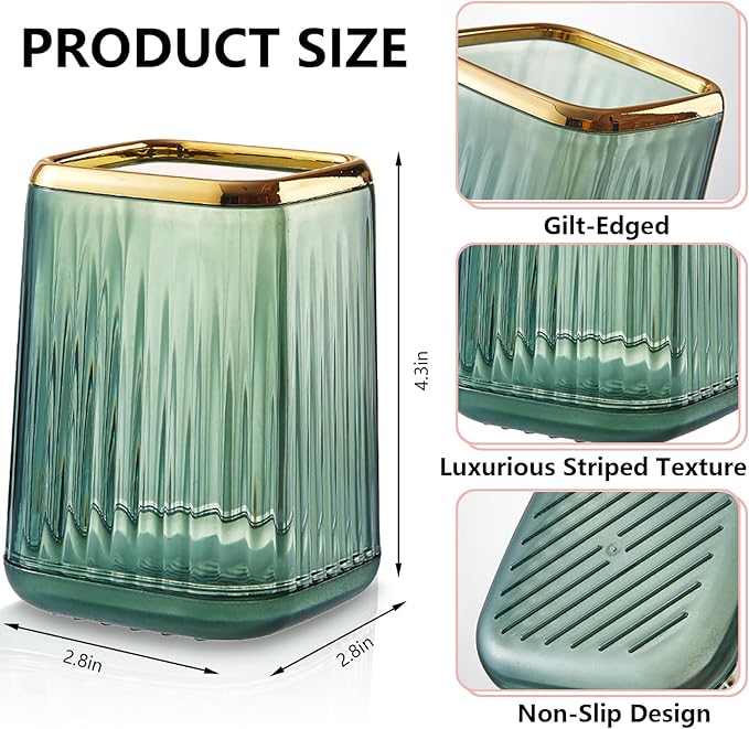 Pen Holder for Desk,Plastic Pencil Holder,Makeup Brushes Cup, Green Pen Pencil Organizer Desktop Supplies and Desk Accessories for Women, Pen Cup Pencil Caddy for Office Home Art Supply