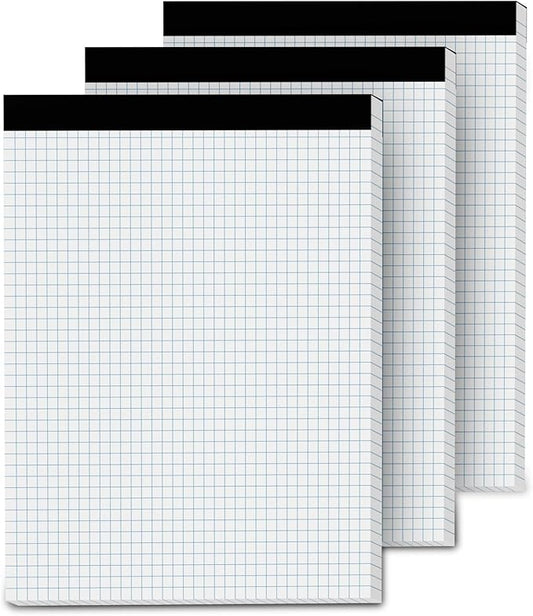 Graph Paper Pads 8.5 x 11, 4x4 Quad Ruled, 3 Pack Grid Paper Pad 8.5 x 11, 30 Sheets Perforated Blueprint Quadrille Letter Size Graphing Notebook for Drafting, Drawing, Engineering