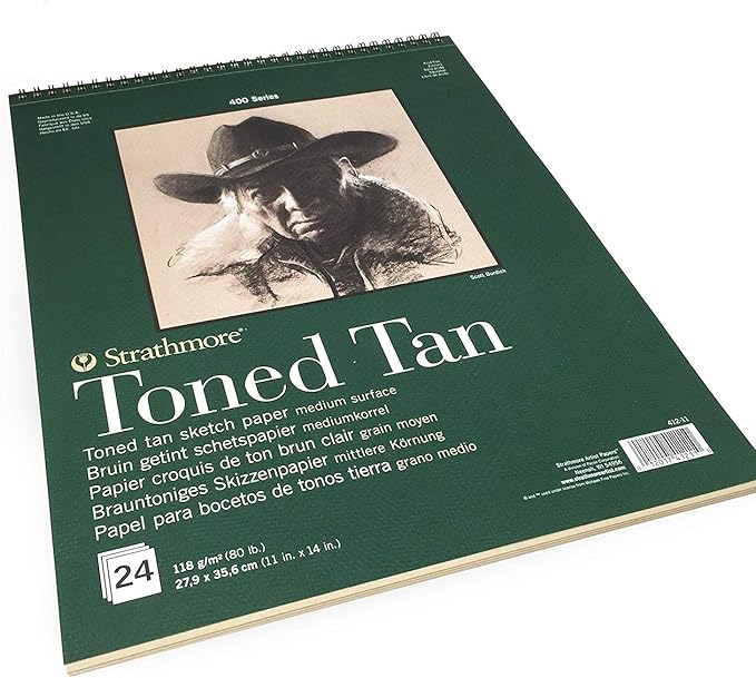 Strathmore 400 Series Toned Sketch Paper Pads (Wirebound) Tan 11 in. X 14 in. 24 Sheets (412-11)