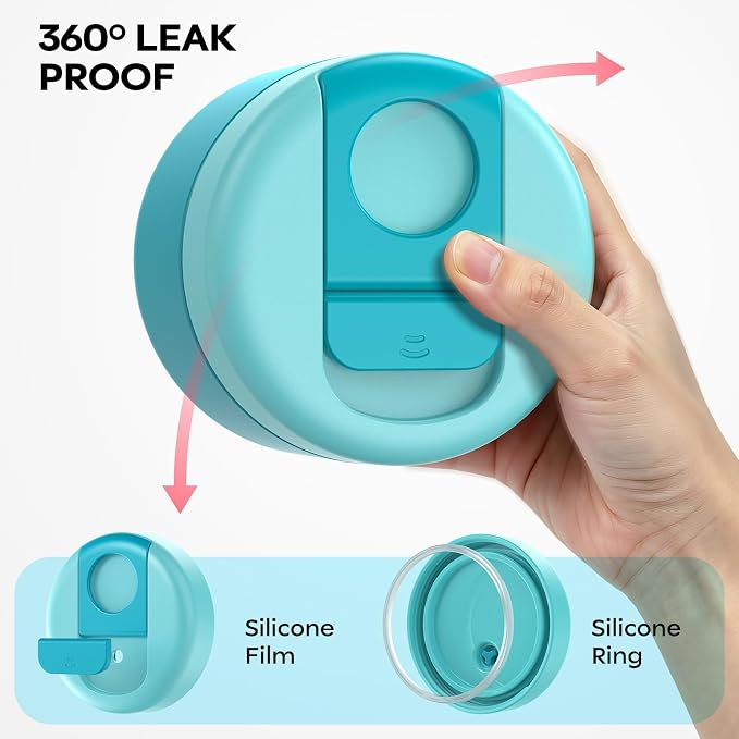 14 oz Kids Thermo for Hot Food, Leakproof Insulated Vacuum Jar/Blue | 316 stainless steel wide mouth buckle lid BPA free pasta soup small hand friendlly keep food hot and cold school lunch picnic