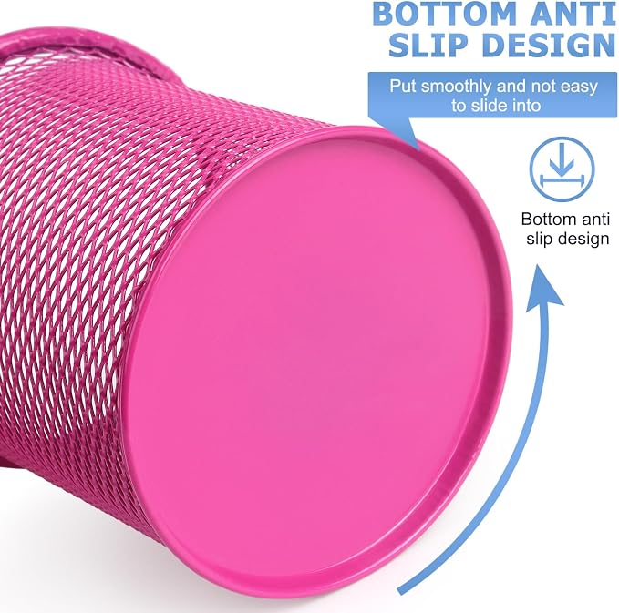 Tamaki Pen Holder Cup for Desk, Wire Mesh Pencil Cup Holder, Pink | Pen Cup for Desk Office Pen Organizer