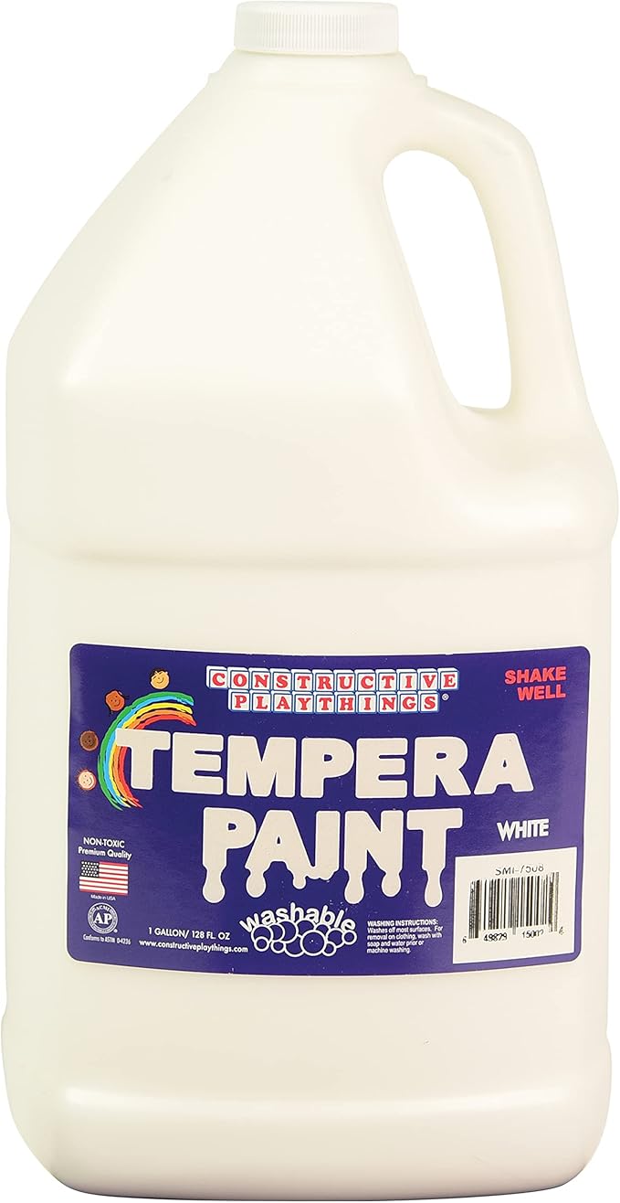 Constructive Playthings Washable Tempera Paint for Kids, Classroom Painting Supplies, Set of 4 Gallons, Primary Colors