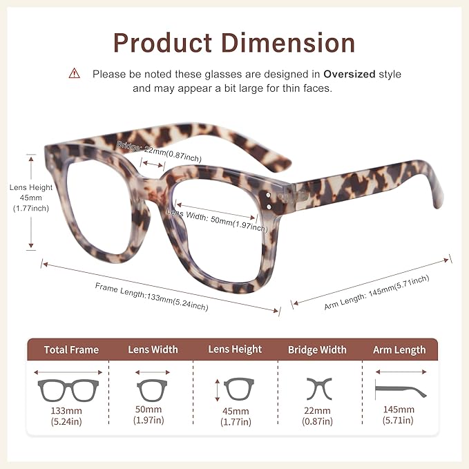 Madison Avenue Blue Light Blocking Glasses Oversized Fashion Blue Light Glasses for Women Anti Eyestrain & UV Protection Computer Eyeglasses (Grey Demi)