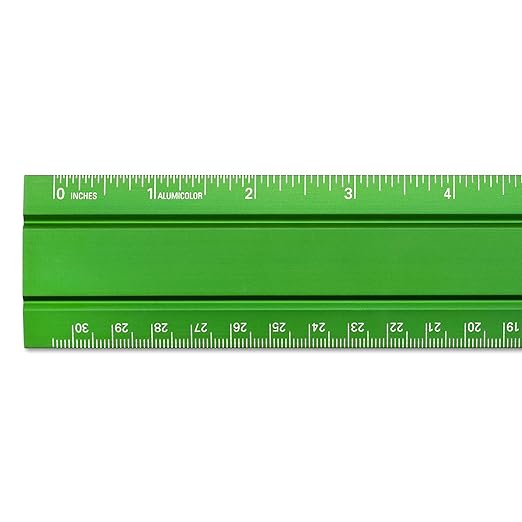 Alumicolor Aluminum Office Ruler, 12IN, Green