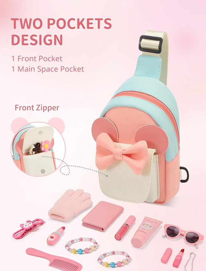Birthday Back to School Gifts for Girls 3-8, Kids Fanny Pack Toddler Purse | Cute Fashion Sling Crossbody Bag for 3 4 5 6 7 8 Year Old Girls with Adjustable Strap. Perfect for Travel Holiday Essentials