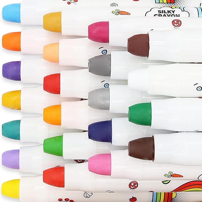 Lebze Washable Jumbo Crayons for Toddlers, 24 Colors Non Toxic Crayons Set, Large Baby Crayons Kids, Gift for Boys and Girls Flower Monaco