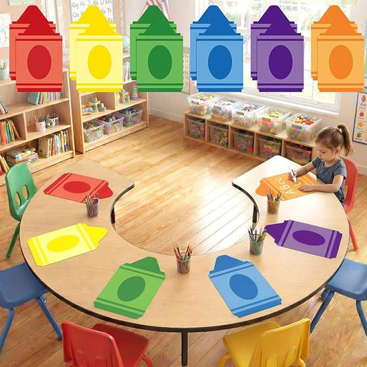 Lincia 12 Pcs Dry Erase Dots for Classroom Table Classroom Decor Boho Colorful Stickers for Whiteboard Wall Decor Removable Dry Erase Circles for School Teacher Supplies(Crayon, Colorful)