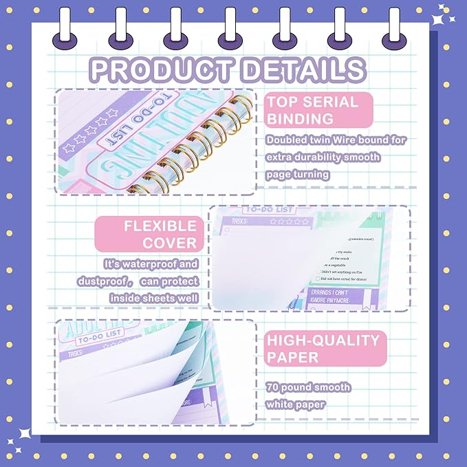 Glenmal 6 Pack to Do List Notepad Undated to Do List Notebook Daily Planner Notepad 180 Sheets for Adult Student Office School Home Supplies 7.8 x 5.2 Inch(Light,Light Color)