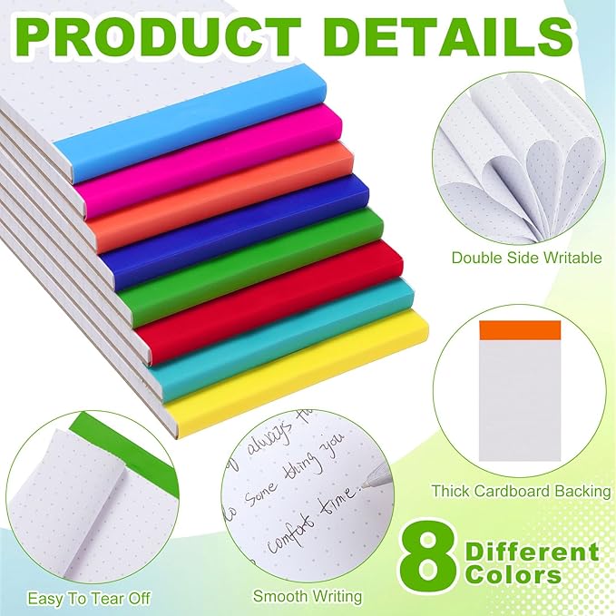 Tenceur 16 Pcs Dotted Grid Notepads 3 x 5 Inch Small Graph Grid Math Notebooks Pocket Lined Graph Memo Pads Scratch Pads Mini Writing Pads with 100 Pages Pads for School Classroom Supplies Homework