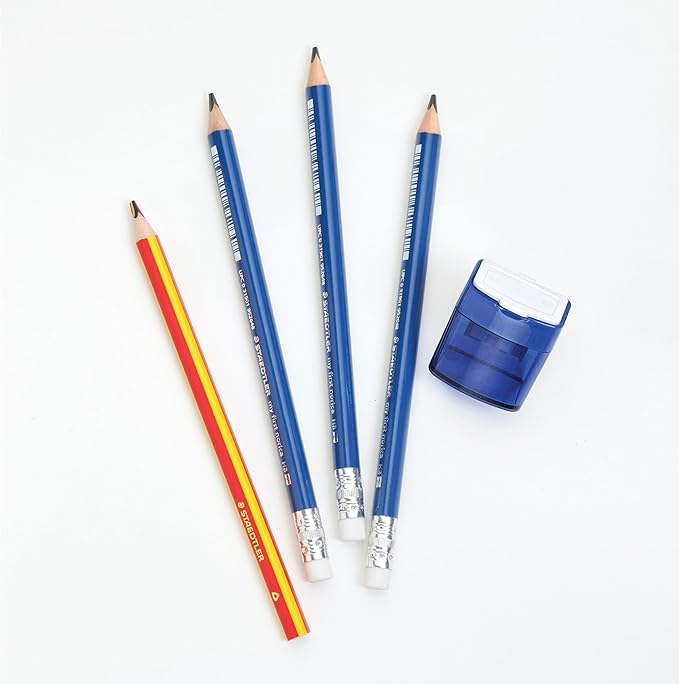 STAEDTLER My First norica Triangular Learner's Jumbo Pencils Set: With 3 Jumbo Pre-Sharpened #2 Pencils, Jumbo Rainbow Colored Pencil & Pencil Sharpener - For Children & Beginners - Packaging May Vary