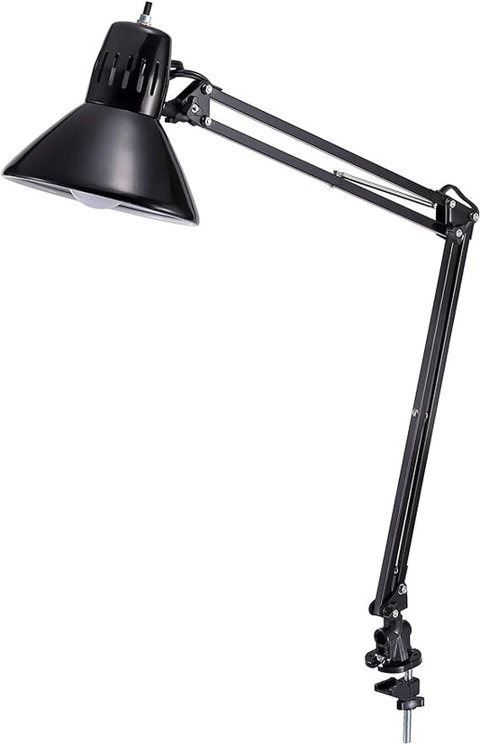Bostitch Office VLF100 LED Swing Arm Desk Lamp with Clamp Mount, 36" Reach, Includes LED Bulb,Black