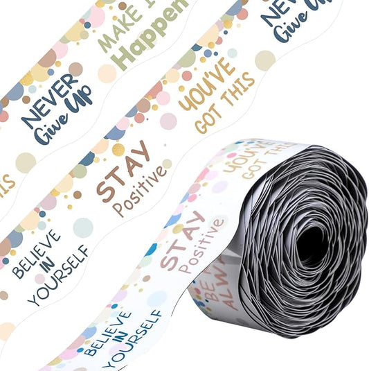 Tellegloww 36 ft Scalloped Magnetic Border Magnetic Border for Whiteboard Bulletin Board Borders Reusable Rolled Borders Trim for Office Chalkboard(Colorful Dots)