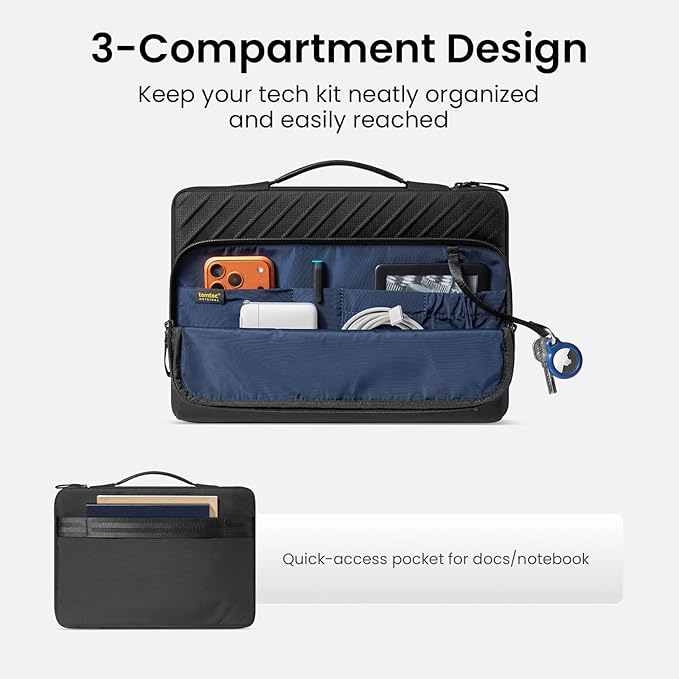 tomtoc 360 Protective Laptop Carrying Case for 2026 16-inch MacBook Pro M5 Pro/Max A3428 A3429, M4/M3/M2/M1 Pro/Max, Water-Resistant Laptop Bag Sleeve with Accessory Pocket for The New Razer Blade 15