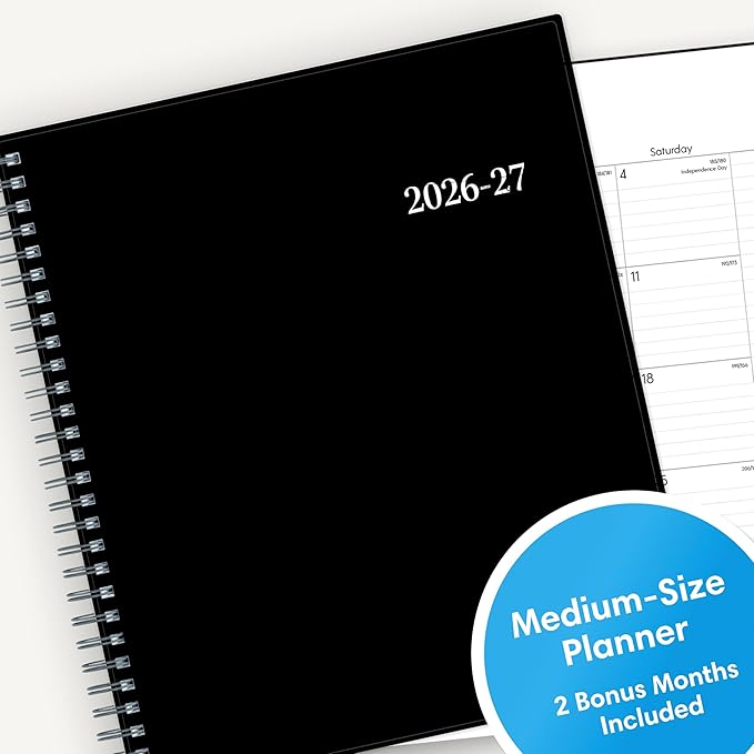 Blue Sky 2026-2027 Monthly Academic Year Planner Calendar, July 2026 - June 2027, 8" x 10", Monthly Layout, Flexible Cover, Wirebound, Laminated Tabs, Enterprise
