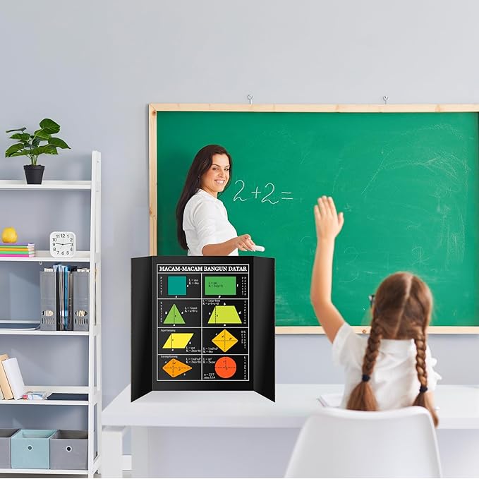 Black Trifold Poster Board 10 Pack, IKAYAS 24" X 16" Double Sided Poster Boards, Science Fair Display Boards Presentation Boards for Mounting, Prints,Art,Display,Projects Classroom Supplies
