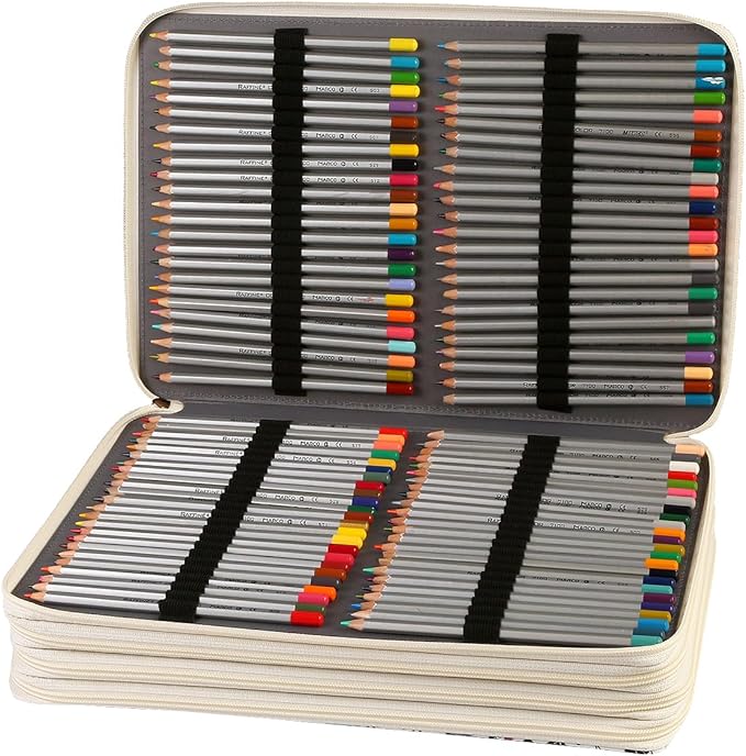 Portable Colored 384 Slots Pencil case Organizer with Printing Pattern for Watercolor Pens or Markers, Pencil Case Organizer for Artist