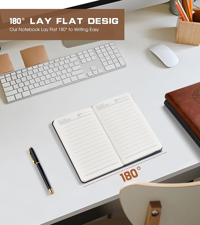 Biuwory Lined Pocket Journal Notebook for Women Men, 140 Pages A6 Leather Journals for Writing, Travel, Work, 3.7"×5.7" Mini Notebook, Hardcover Small Notebooks for Note Taking, Diary Notepad (Black)