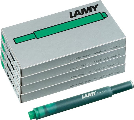 LAMY T10 Set of 4 Ink cartridges with Large Ink Capacity - Suitable for All Lamy Fountain Pen Models - Contents 1.25 ml per Cartridge - 5 Pieces per Pack - Ink Color Green