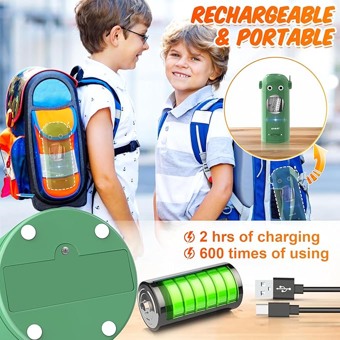AFMAT Electric Pencil Sharpener for Colored Pencils 7-11.5mm, Fully Automatic Robot Pencil Sharpener, Auto in & Out, Rechargeable Hands-Free for Classroom/Home/Office, Battery Operated, PSX5RB, Green