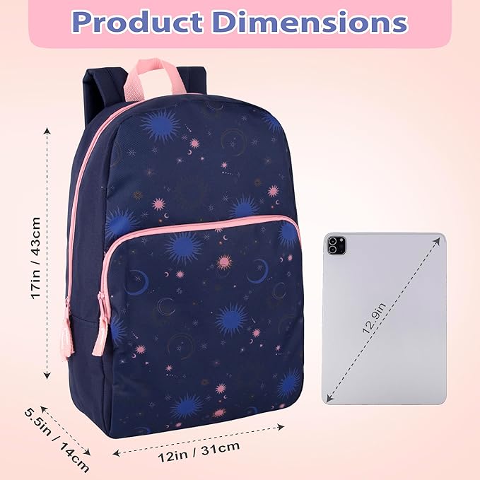 Trail maker Fun School Backpack for Elementary Middle School Girls and Boys | 17 Inch Printed Backpacks for School Kids, Travel (Twilight Twirls)