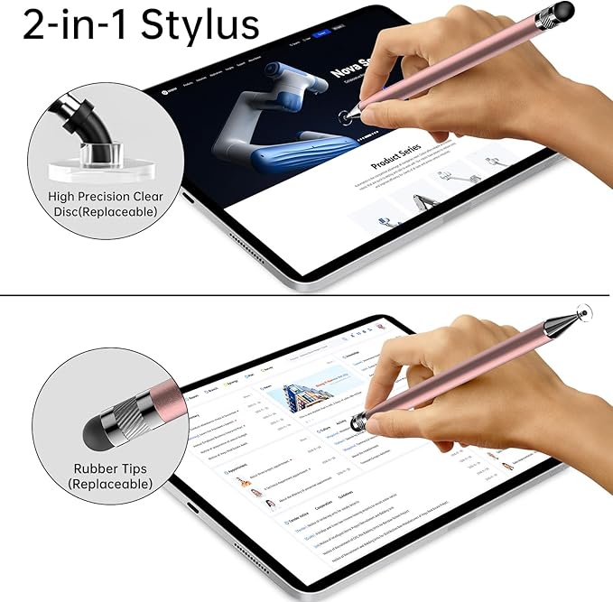 Bopomofo Stylus (5 Pcs), 2-in-1 Stylus Pen for Touchscreen, High Precision and Sensitivity, Suitable for iPhone/ipad/Android Tablets, Compatible with Touch Screens,Rose Gold