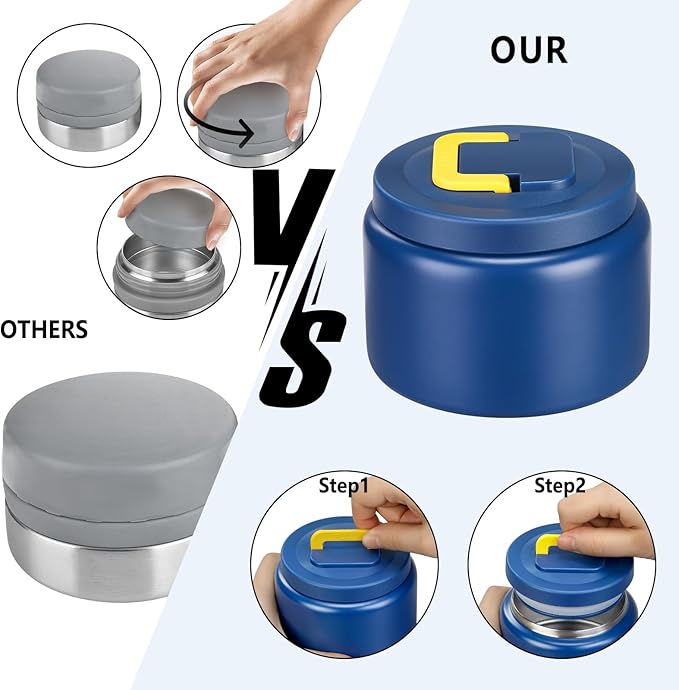 JXXM 8 Oz Thermo Food Jar for Hot & Cold Food for Kids, Insulated Lunch Containers Hot Food Jar,Leak-Proof Vacuum Stainless Steel Wide Mouth Lunch Soup Thermo for School (BLUE-Pure)