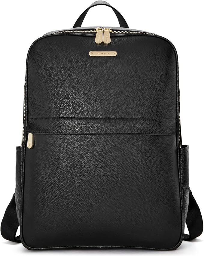 BOSTANTEN Genuine Leather 15.6 inch Laptop Backpack Purse for Women College Casual Backpack Travel Bag