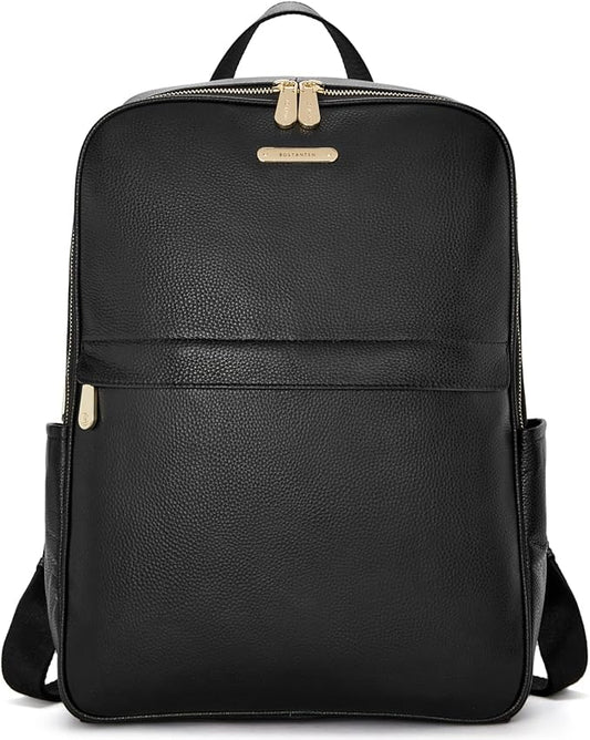 BOSTANTEN Genuine Leather 15.6 inch Laptop Backpack Purse for Women College Casual Backpack Travel Bag