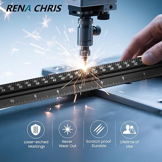 Rena Chris 2PCS Architectural Scale Ruler: 12" Imperial Aluminum Alloy Metal Architecture Measuring Tools, Engineering Drafting Construction Drawing Blueprints Triangular Architect Scaling Rulers