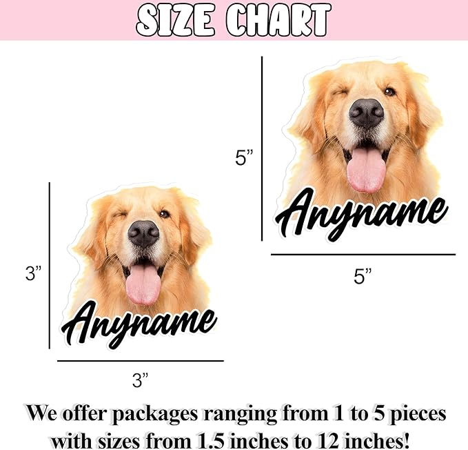 Custom Photo Stickers Personalized Pet Name Text Picture Add Your Image Stickers Dog Cat Waterproof Vinyl Decal for Water Bottles Tumbler Laptop Hard Hat Car Kindle Gifts for Girl Boy Pet Lover
