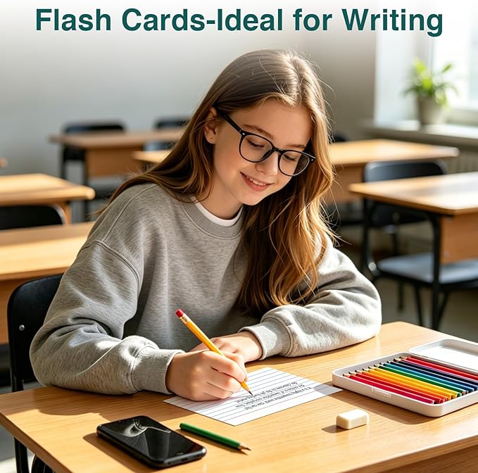Index Cards 5x8, 200 Sheets, Ruled White Flash Cards for Effective Studying and Note-Taking, Premium Note Cards, Essential School Supplies for College & Office, Home Organization & Study Supplies