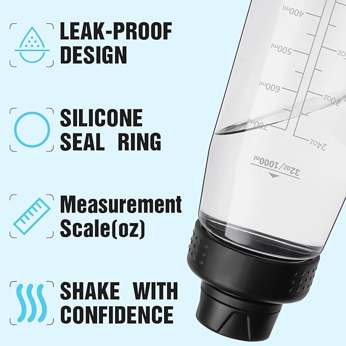 32oz Clear Water Bottle - BPA-Free Tritan Plastic, Fast Flow Spout Lid, Wide Mouth & Leakproof Design Hiking Water Bottle Suitable for Travel, Outdoors, Gym, Travel, Home, School(Clear-Black)