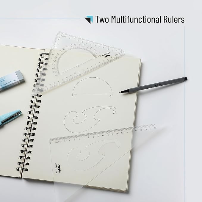 Mr. Pen- Triangle Ruler, 2 Pack, 22&15cm, 30/60 & 45/90, Right Triangle Ruler for Drawing