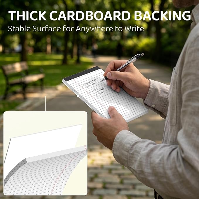 5x8 Lined Notepads 36-Pack - White Ruled Memo Pads with Firm Backing for Daily Lists, School Notes & Office Reminders | Smooth No-Bleed Paper for Students, Teachers & Professionals