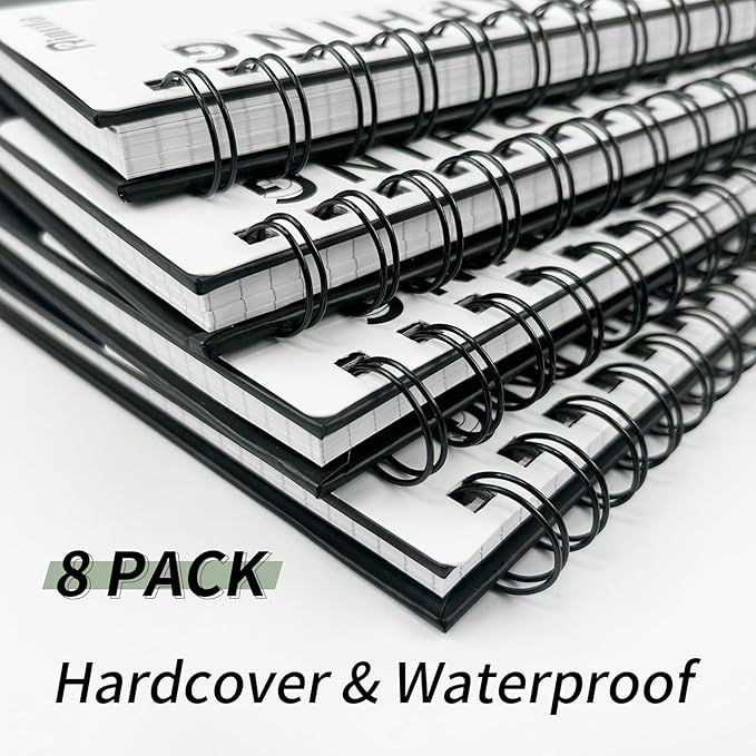 Large Lined Notebook Spiral Notebook 8.5" x 11" 8 Pack LINED Notebook 7mm Ruled Hardcover Notebook 120 Pages 100 GSM Thick Paper Notebook Hardcover Journal for School, Office,Study and Notes